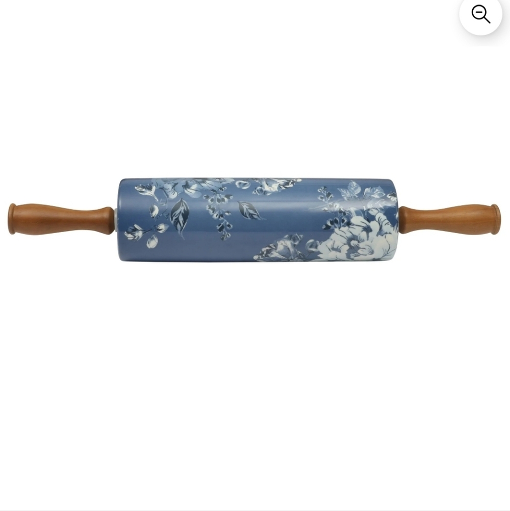 The Pioneer Woman Delilah Blue Floral Rolling Pin - Picture 2 of 3